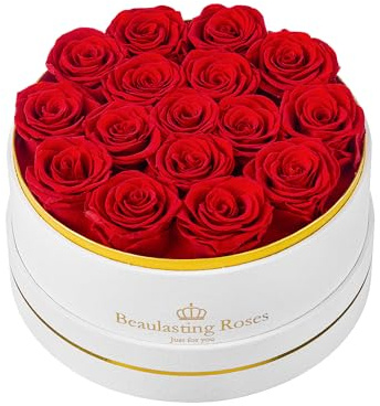 16 Preserved Roses Forever Flowers Real Roses in a Box Mother's Day Birthday Flowers for Her Mom Women Wife Valentine's Day, Red Roses