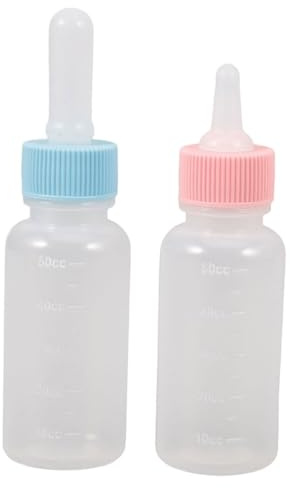 NUOBESTY 2 Stück Haustier Milchflasche Welpen Fütterungsflasche mit Robustem Nippel Katzenmilch Ersatz Fütterung Flasche für Kleine Tiere und Neugeborene Tiere