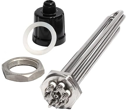 MUAMANC 1 1/4 BSP/DN32 Thread 304SUS Immersion Water Heater Element With Accessories 3KW/4.5KW/6KW/9KW/12KW Heating Electrical Pipe(380V,6KW)