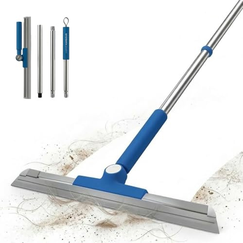 Home Harbour Floor Sweeper with 180° Flexi Blade HH5 Sweep Edge | Telescopic Handle & Rubber Squeegee | 50cm Silicone Head | Pet Hair Remover & Window Cleaner | Dust & Water Stain Remover Long Handle