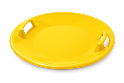 Snow Disc Sledge 63cm Round Snow Sled Toboggan Kids Adults Orange Saucer Sled (Yellow)