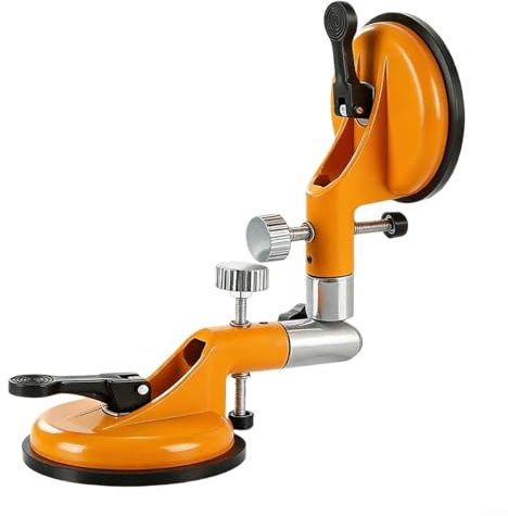 GLFLOW Herramienta de ajuste de espacio de piso con altura ajustable y potente ventosa de vacío, para instalación de losas de piedra, naranja (90 grados)