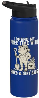 Hoes Dirt Bags Funny Gardening Pun Sarcastic Capybara Stainless Steel Insulated Water Bottle