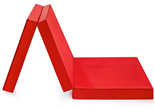 Badenia Trendline Gästematratze 3-teilige Klappmatratze mit strapazierfähigem Microfaser Bezug, Öko-Tex zertifiziert, 190 x 60 cm , rot, produziert nach deutschem Qualitätsstandard