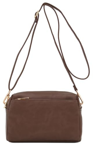 FashionPuzzle Triple Zip Small Crossbody Bag