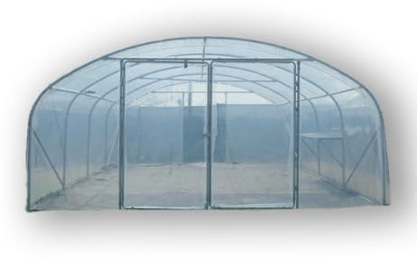Atout Loisir Serre Tunnel PRO-500 larg 5 m, Long 14 m, Façade 2 Portes Simples
