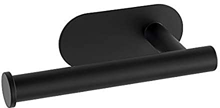 WENKO Turbo-Loc Toilettenpapierhalter Orea Black Matt, Befestigen ohne Bohren, Papierrollenhalter für Aufbewahrung des WC-Papiers, hochwertiger rostfreier Edelstahl, Schwarz matt, 16 x 4,5 x 7 cm
