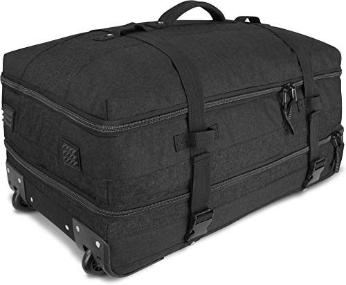 normani Reisetasche mit Rollen, großem Stauraum und vielen Fächern - Trolley-Funktion - Reisetrolley 90 oder 120 Liter Farbe Dunkelschwarz Größe 120 Liter