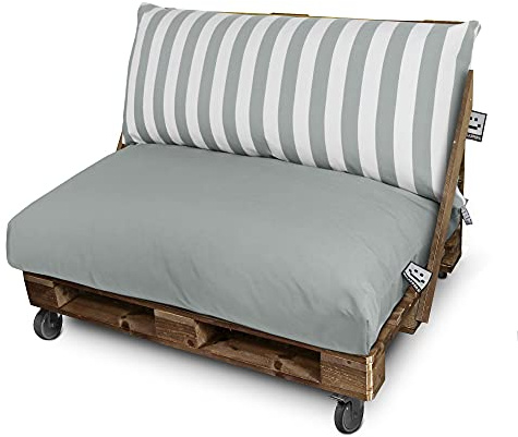 HAPPERS Cojines para Palets Toldotex Impermeable 120x80 + 120x45 Gris