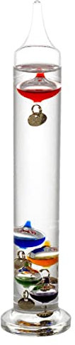 CAPRILO. Termómetro Decorativo de Cristal con Gotas Multicolores Galileo. Adornos y Esculturas. Jardín. Regalos Originales. Decoración Hogar. 5 x 5 x 24 cm