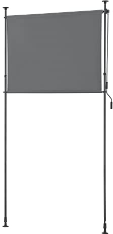 pro.tec Schermo Verticale da Balcone con Pali Telescopici Regolabili in Altezza tra 230-310 cm Tenda Parasole Frangivento Protezione Privacy - Larghezza 150 cm - Grigio Scuro