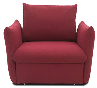 DOMO. collection Sessel Cloud Box, Armsessel mit Schlaffunktion und Boxspringfederung, Schlafsessel, Boxspringsessel, Polstersessel, 120 x 97 x 100 cm (BxTxH), Bordeaux