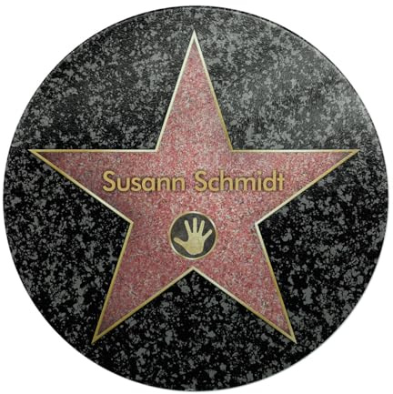 Herz & Heim® Frühstücksbrettchen, rund, verschiedene Motive zu Hochzeit, Geburtstag oder Weihnachten, personalisiert Walk of Fame