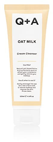 Q+A Oat Milk Cream Cleanser (125ml), Gentle Face Cleanser, Face Wash, and Makeup Remover with Oat Seed Oil and Oat Amino Acids, Hydrating and Soothing, Natural Skincare