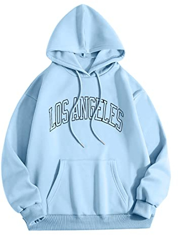 Herren Hoodie Pullover mit Kapuze Kapuzenpullover für Männer Herren L Los Angel Männer Brief Grafik Kapuzendruck Rundhals Langarm Sweatshirt Tops