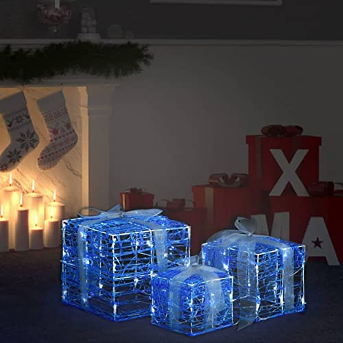 Tidyard 3 STK. LED Geschenkboxen Weihnachtsdekoration Geschenkbox Weihnachtsdeko Weihnachten Deko Innen Außen Kaltweiß