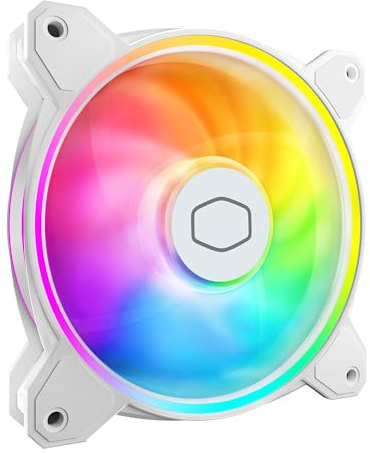 Cooler Master MasterFan MF120 Halo² White Fan, Duo-Ring ARGB Gen 2 LED Rings, 120mm 2050rpm Dynamic PWM, Enlarged Fan Blades, Hybrid Frame for PC Case, Liquid and Air Cooler (MFL-B2DW-21NP2-R2)