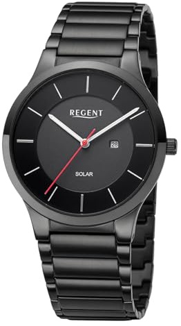 REGENT Herrenuhr Solar Schwarz 11150780