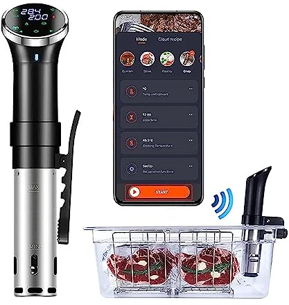 NOLEGA Método De Cocción Sous-Vide, Cocción Sous-Vide De 1100 W Joule con Recetas, Operación De Aplicación Inteligente, Control De Temperatura De Tiempo Preciso, Calentamiento Rápido Y Silencioso