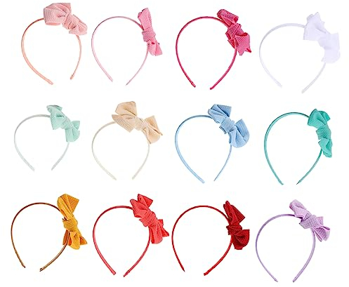 MERRYHAPY 12stücke Haarreifen Mit Schleifenknoten Für Neugeborene Stirnband Mit Haarschleifen Stückige Haarhoops Für Junge Mädchen Harte Stirnbänder Mit Schleifen Für Junge Mädchen