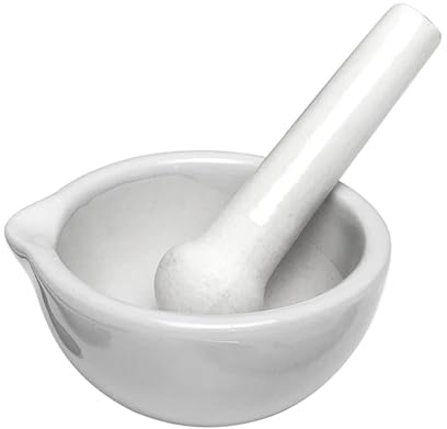 Tiardey Juego de mortero y mortero pequeño y compacto de 8 cm de porcelana para moler especias