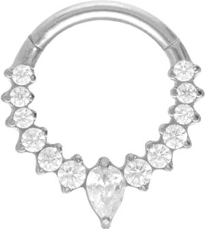 PIERCINGLINE Segmentring Clicker mit eingefassten Kristallen aus Titan - Piercing für Nase, Septum, Ohr, Helix oder Tragus in 4 Farben