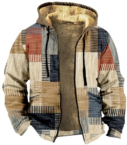 KONG JIMFAN Herren Jacke,Dicke Kapuzensweatshirt Wintermantel Warme Winterjacke Herren Reissverschluss Übergangsjacke Wih Pocket Jacket Printing Sweatjacke Mit Kapuzen Winddicht Motorradjacke Herren