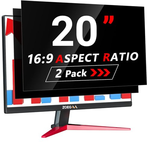 ZOEGAA 2 Pack Computer Privacy Screen Filter 20 Inch 16:9, Removable&Anti Blue Light Privacy Screen for Computer 20 Inch HP Dell Acer Asus Samsung Lenovo