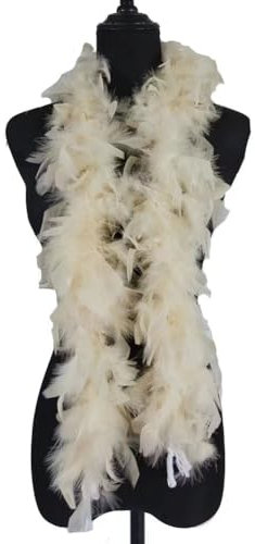 Egurs Federboa Flauschige Truthahnfedern zum Basteln Federschal Bunte Truthahn Federn Boa Federstola Federnkranz MarabuBoa für DIY Handwerk Karneval Party Kostüm Zubehör 120cm Champagner