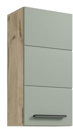 VISTA Hängeschrank Badschrank Badezimmerschrank Viking Oak und Schilfgrün | 34 x 70 x 23 cm (B/H/T), Wandschrank mit einer Tür, ein Einlegeboden, mit viel Stauraum für das Badezimmer, modernes Design
