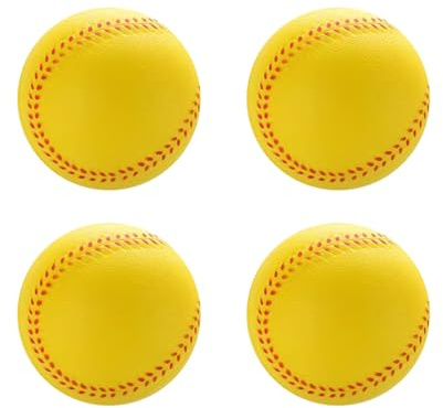 MiOYOOW 4PCS Balles Baseball en Mousse, Balles Baseball d'entraînement Souples pour la Pratique du Lancer et du Bâton (Diamètre du Baseball 9 cm/7,5 cm/7 cm/6,3 cm)