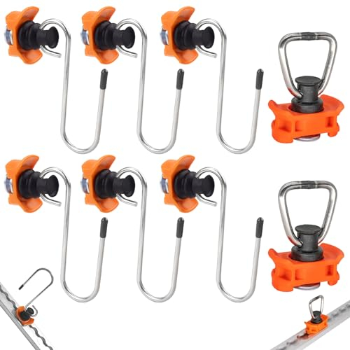 Mumjooyi 6 x Haken für Airlineschienen Single Endbeschlag 2 x Airlineschiene Fitting zum Aufhängen Airlineschienen Zurrschienen Airline Fitting Endfitting Zurrschienen Orange