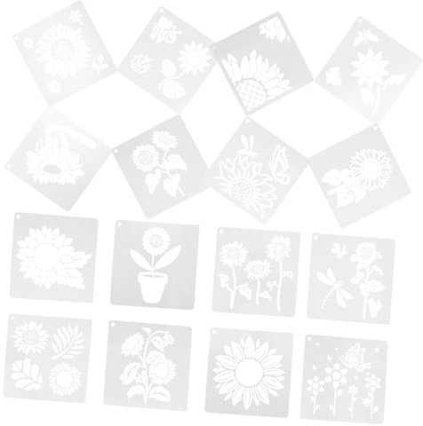 PHENOFICE Schablonen Zum Malen Holz Sonnenblumen Blumen Pflanzen Zeichenschablonen Bastelvorlagen Wiederverwendbar Dekorieren Zimmer Wand