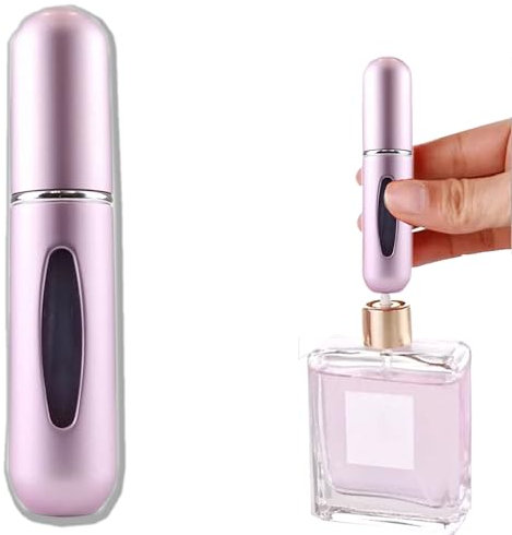 Trimming Shop 5ml Mini Portable Perfume Atomiser, Refillable Atomiser Bottle Portable Mini Spray Travel Bottle, Convenient, Leak-proof & Easy to Refill for Purse, Handbag & Pocket, Light Pink (Matt)