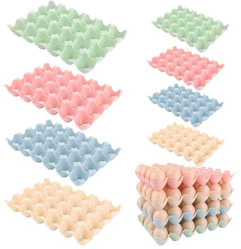 Oungy 8 Stück Eier Behälter aus Kunststoff, 24 Eier Eierbehälter für Kühlschrank Organizer Eier, Stapelbar Eieraufbewahrung Eierbox aus Kunststoff für Kühlschrank, Küche, Aufbewahrung (4 Farben)