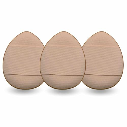 IMAXWAVE Set de 3 esponjas de maquillaje de dedos, Mini esponjas aplicadoras, Esponjas cosméticas tipo dedal, Esponjas para aplicación precisa, Esponjas de precisión para cosméticos - Beige