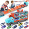 Camion Transportador Dinosaurios Coche de Juguete con 8 Coches de Carreras,Regalo Juguetes Niños 3 4 5 6 7 8 Años