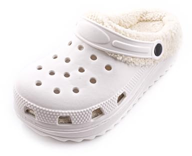 R-ISLAND Sabots d'hiver pour homme, adulte, avec doublure chaude, EVA, confortables, antidérapants, parfaits pour la maison et l'extérieur., blanc, 40 EU