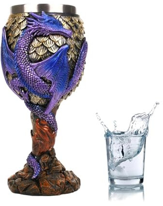 Vibhgtf Copa Medieval - Cáliz De Vino De Acero Inoxidable Con Forma De Dragón Medieval | Cáliz Con Forma De Dragón, Copa De Cáliz Medieval Segura Y Creativa Para Beber A Diario Y Decorar Fiestas