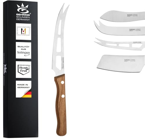 Gehring Solingen Weichkäsemesser Serie Look I ergonomischer Buchenholzgriff I Käse Messer I rostfreier Edelstahl I Käse Besteck I Made in Germany