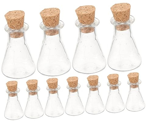12 Kleiner Wunschflaschen aus Glas mit Holzverschluss