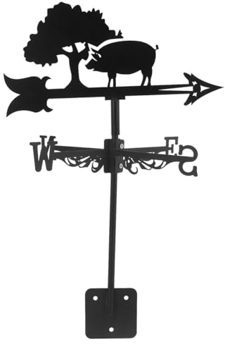 BESPORTBLE Pig Weather Vane Roof Mount Metal Garden Weathervane Outdoor Wind Direction Indicator Yard Decoration 21.26X12.60X11.42In