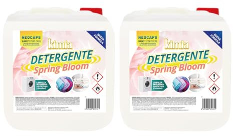 KIMIA - Detergente para Ropa PoweMax 2 x 5L | con Microcápsulas Perfumantes | Quitamanchas | Adecuado para Ropa Blanca y de Color | Fragancia Intensa | Para Todo Tipo de Tejidos | Limpieza Profunda