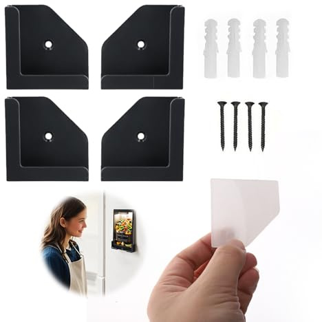 Praktische wandhalterung- Universelle Wandhalterung für Smartphones, Tablets, eReader - Kompatibel mit iPad 1-4, Air, Mini, Pro, Samsung Galaxy Tab/Note, Google Nexus, Microsoft Surface - Schwarz