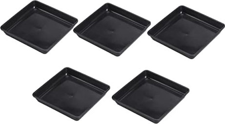 UPKOCH Bandejas de Riego Cuadradas para Macetas 15x15 Cm Negras 5 Piezas, Soporte Resistente para Plantas en Interior y Exterior, Palet Plástico Duradero para Jardín