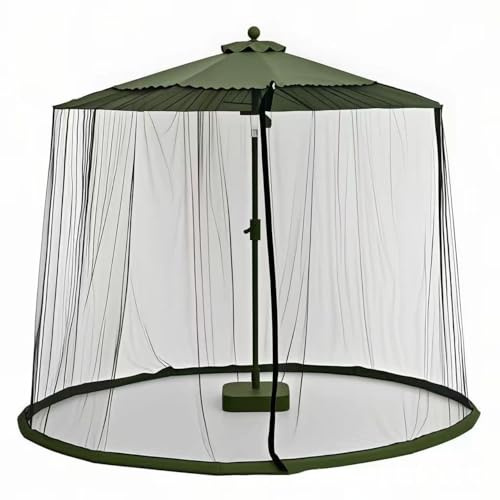 Morbuy Moustiquaire pour Grand Parasol, Moustiquaire pour Parasol de Jardin Exterieur Réglables avec Base Remplissable pour Pavillon, Tonnelle, Terrasse, Balcon (Vert kaki,Idéal pour 12-13FT)