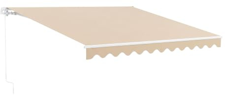 COSTWAY Markis med vev, ledad markis, solskydd, balkongmarkis solmarkis 5–35° vinkeljusterbar, terrassmarkis, klämmarkis för balkong och veranda (beige, 360 x 300 cm)
