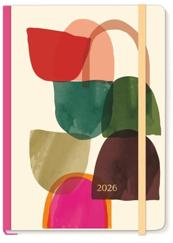 Design Diary Abstract A5 - Kalender 2026 - Heye-Verlag - Taschenkalender mit Lesebändchen, Gummibandverschluss und Einstecktasche - 15,2 cm x 21,5 cm