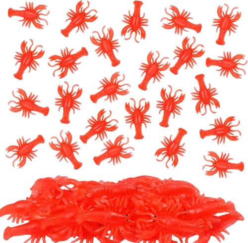 Aunifun 30 Pcs Mini Lobster Claw Crawfish Boil Party Supplies Soft TPR Lobster Food Models Crawfish Party Decor for Education Teaching Aids, Pendants, Sea Creature Models