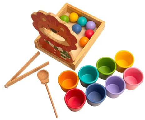 Luwecf Gioco Da Tavolo Balls in Cups, Giocattoli con Palline di Legno per Bambini, Bambine E Bambini.